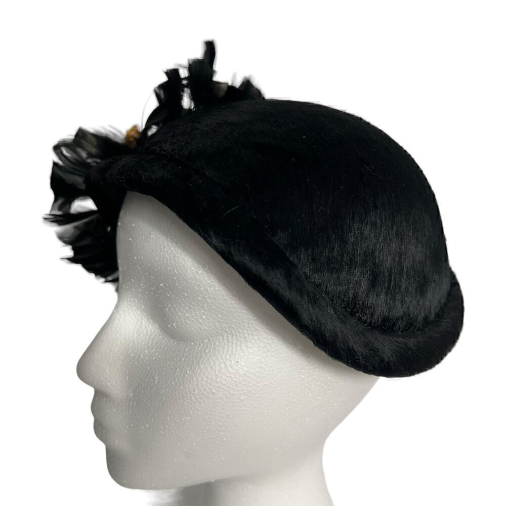 Ladies Vintage Feathered Fascinator Hat Black - Picture 3 of 10